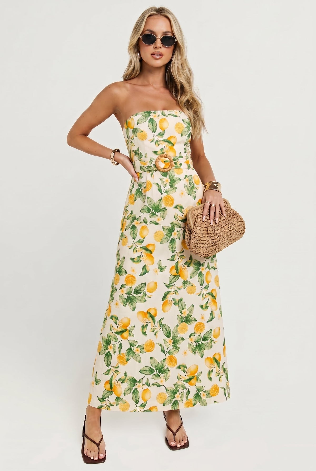 Villa Citrus Belted Maxi Dress