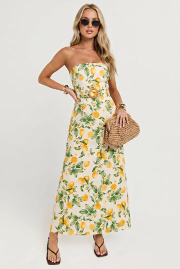 Villa Citrus Belted Maxi Dress