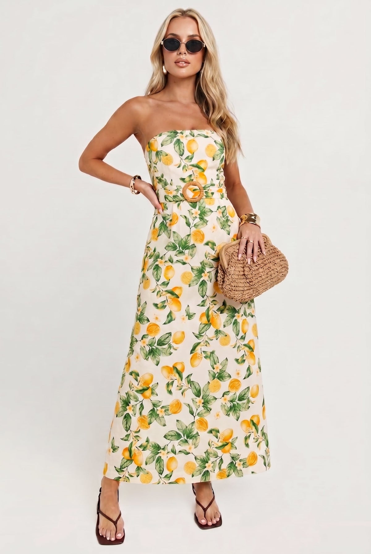 Villa Citrus Belted Maxi Dress