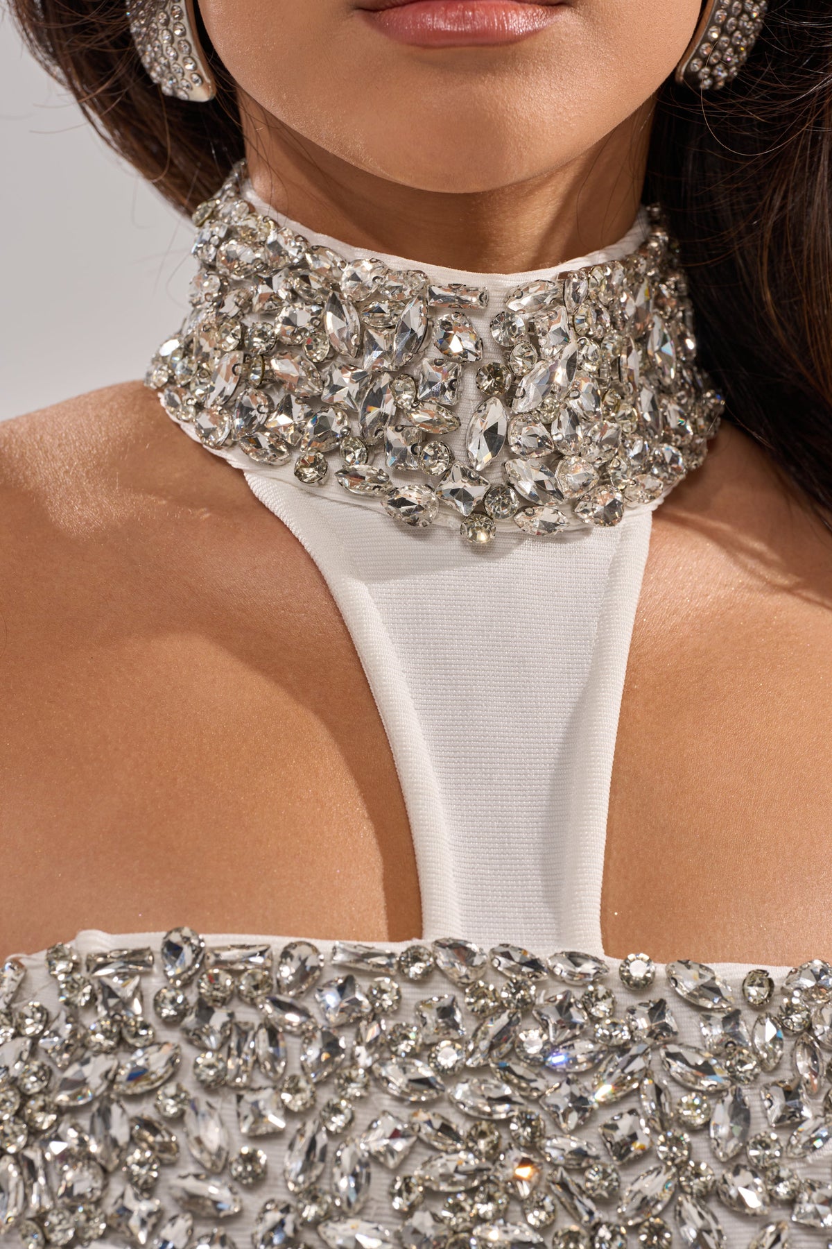 Rich Af Rhinestone Cutout Mini Dress