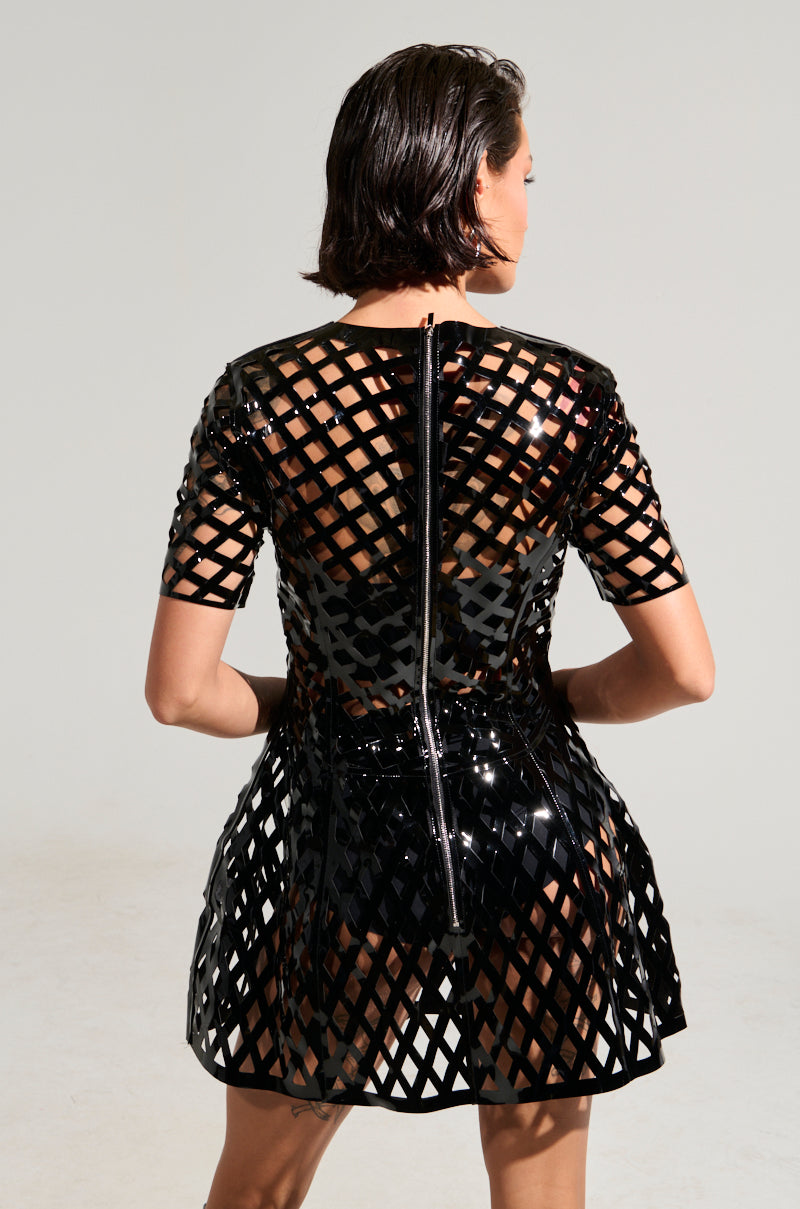Shes Different Cut Out Faux Leather Mini Dress