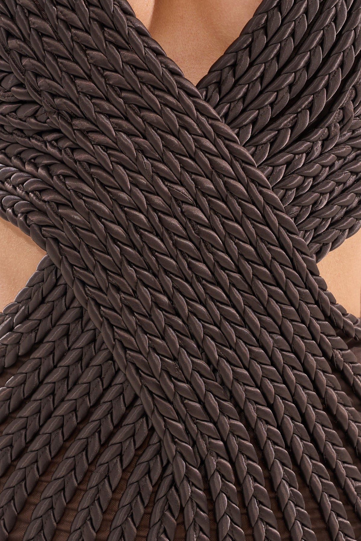 Intentionally Close Braided Mini Dress In Brown