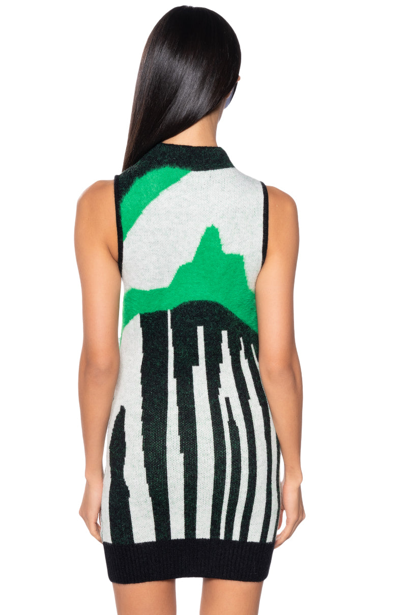 Abstract Mini Sweater Dress