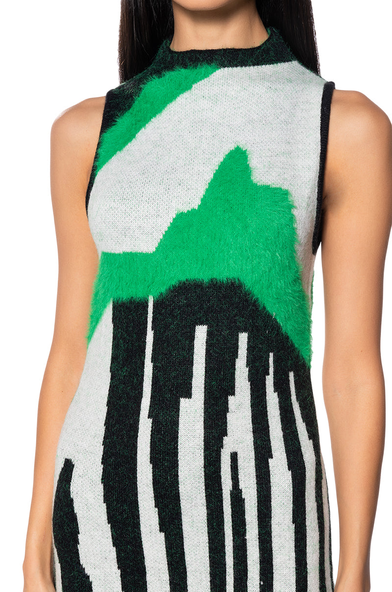 Abstract Mini Sweater Dress