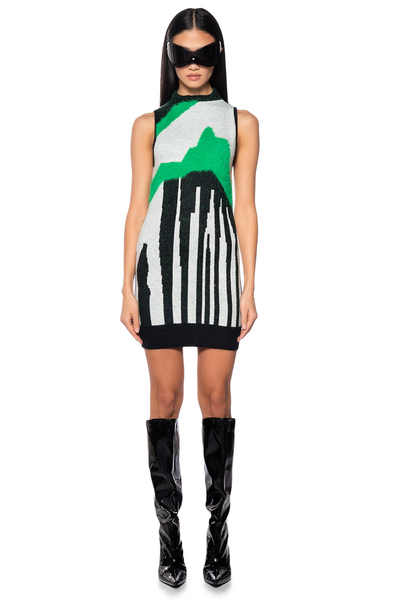 Abstract Mini Sweater Dress
