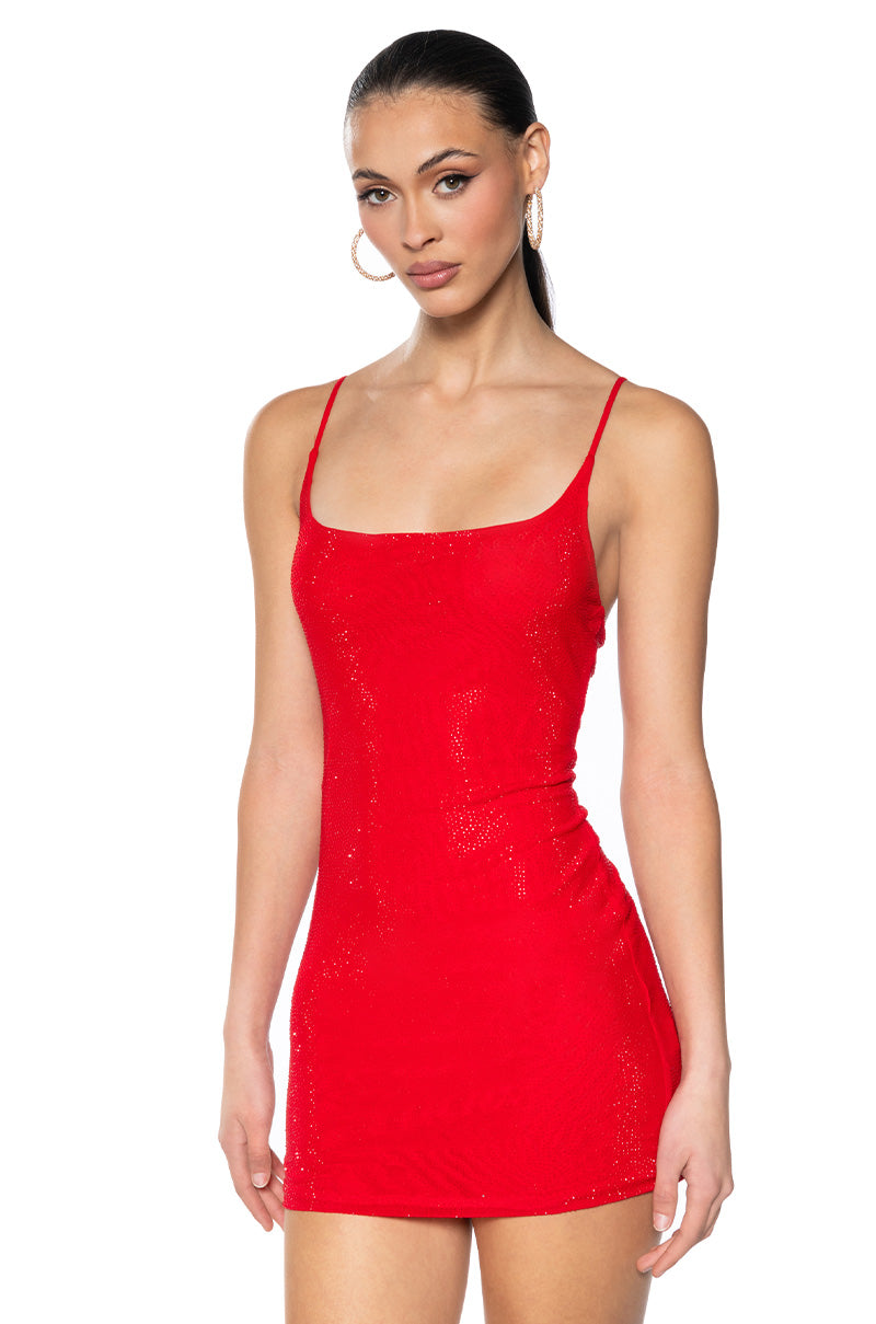 All Eyes On Me Rhinestone Mini Dress