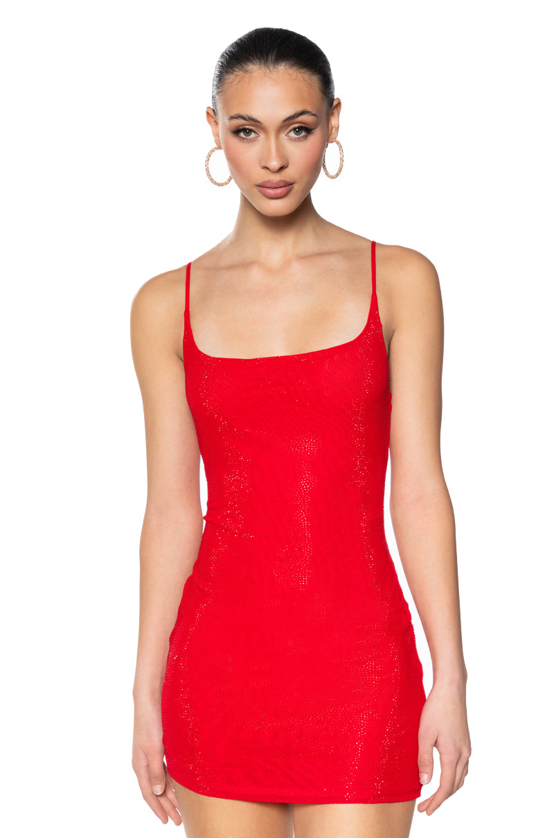 All Eyes On Me Rhinestone Mini Dress