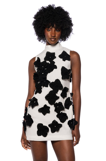 Allora Sleeveless Floral Applique Mini Dress