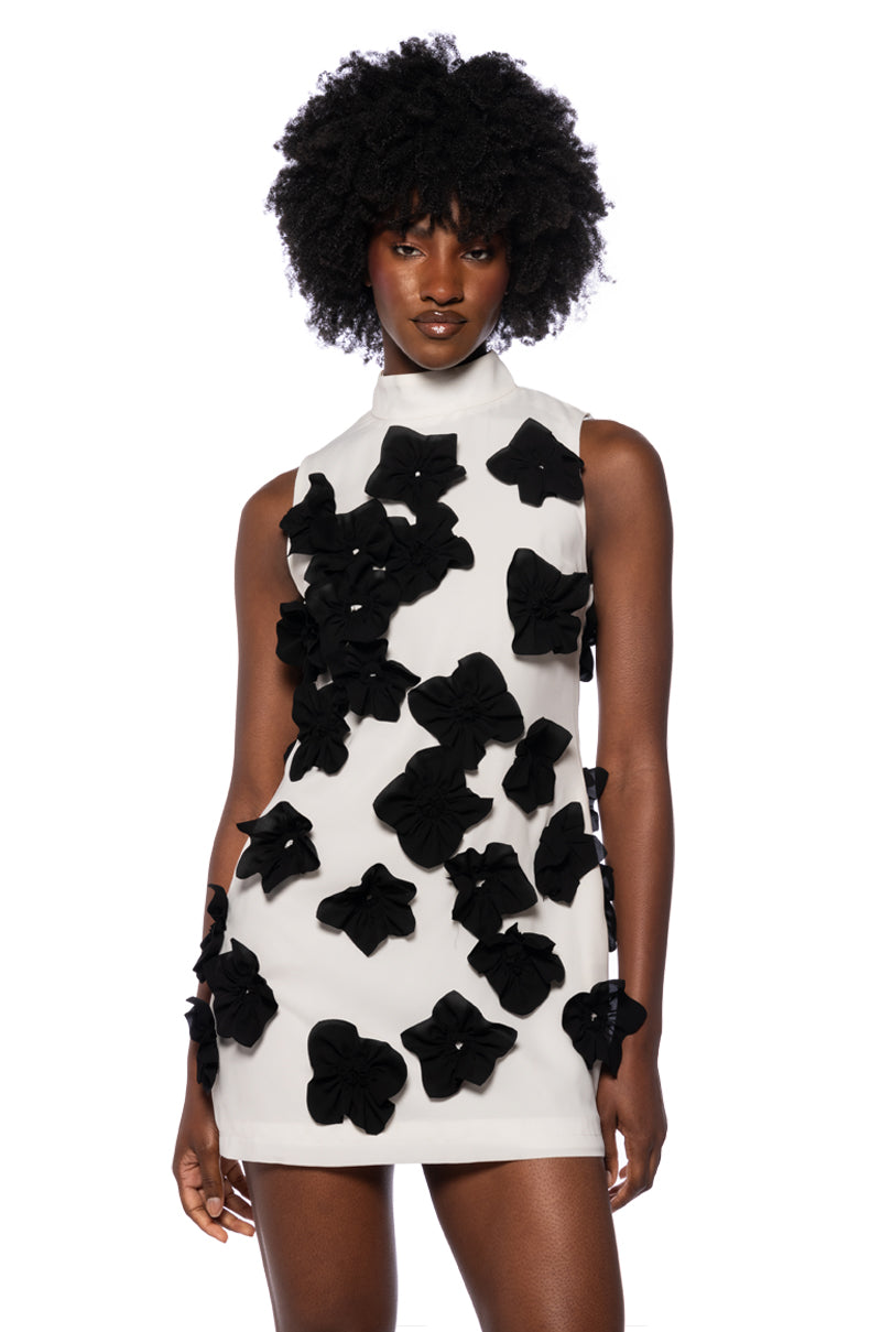 Allora Sleeveless Floral Applique Mini Dress