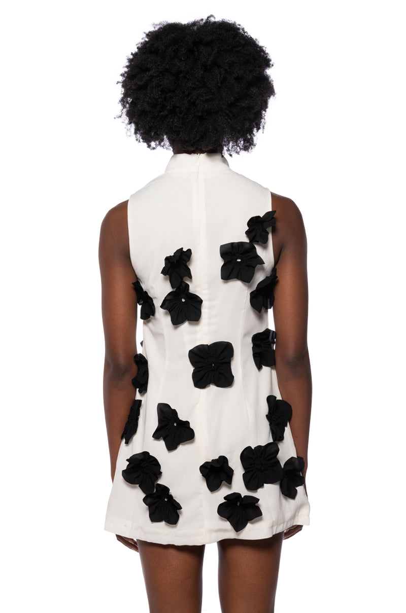 Allora Sleeveless Floral Applique Mini Dress