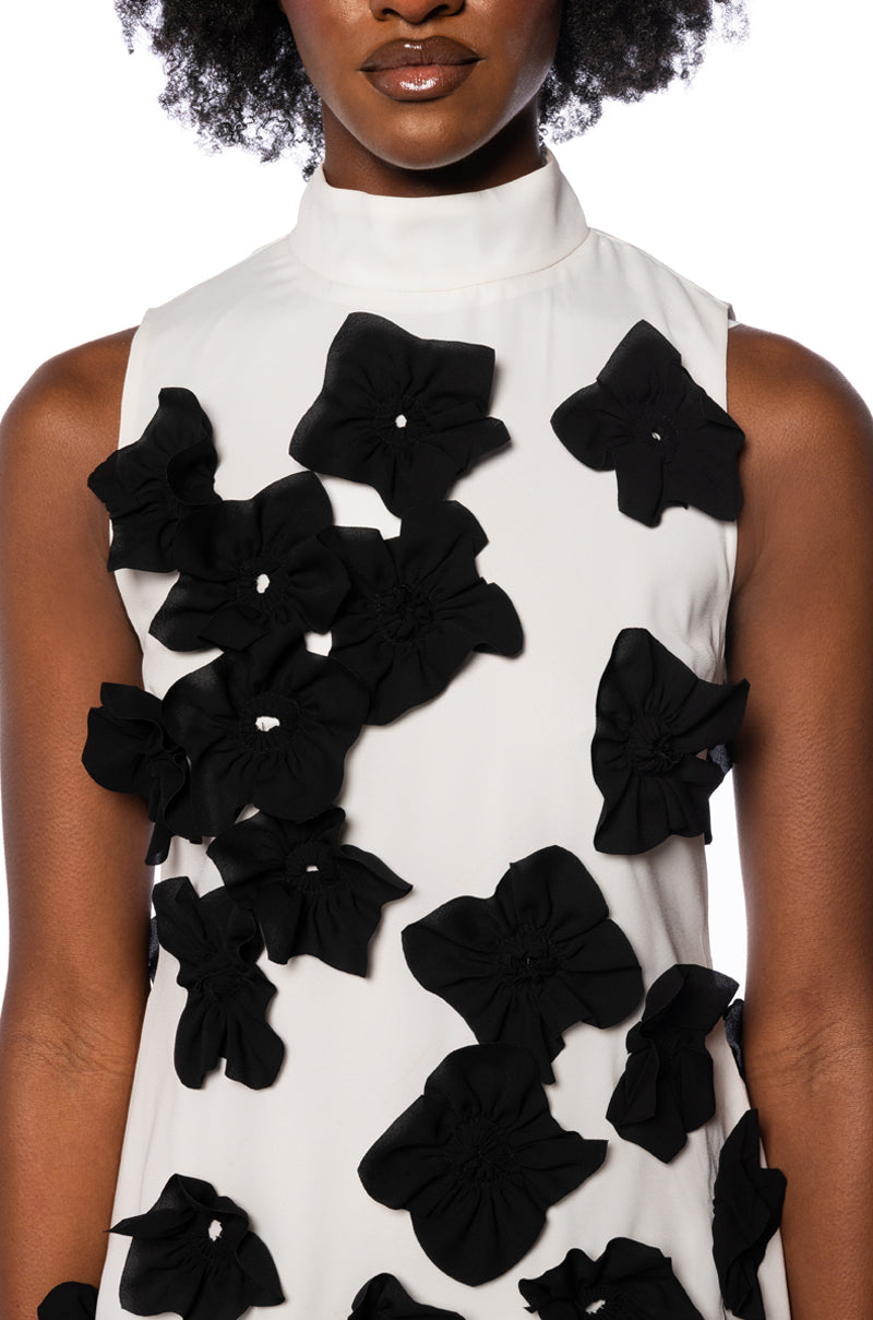 Allora Sleeveless Floral Applique Mini Dress