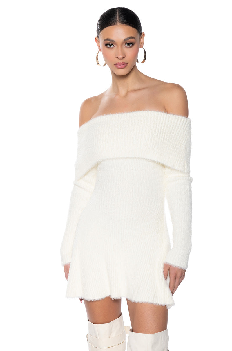 Ari Off The Shoulder Knit Mini Dress