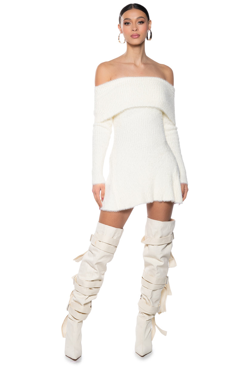 Ari Off The Shoulder Knit Mini Dress
