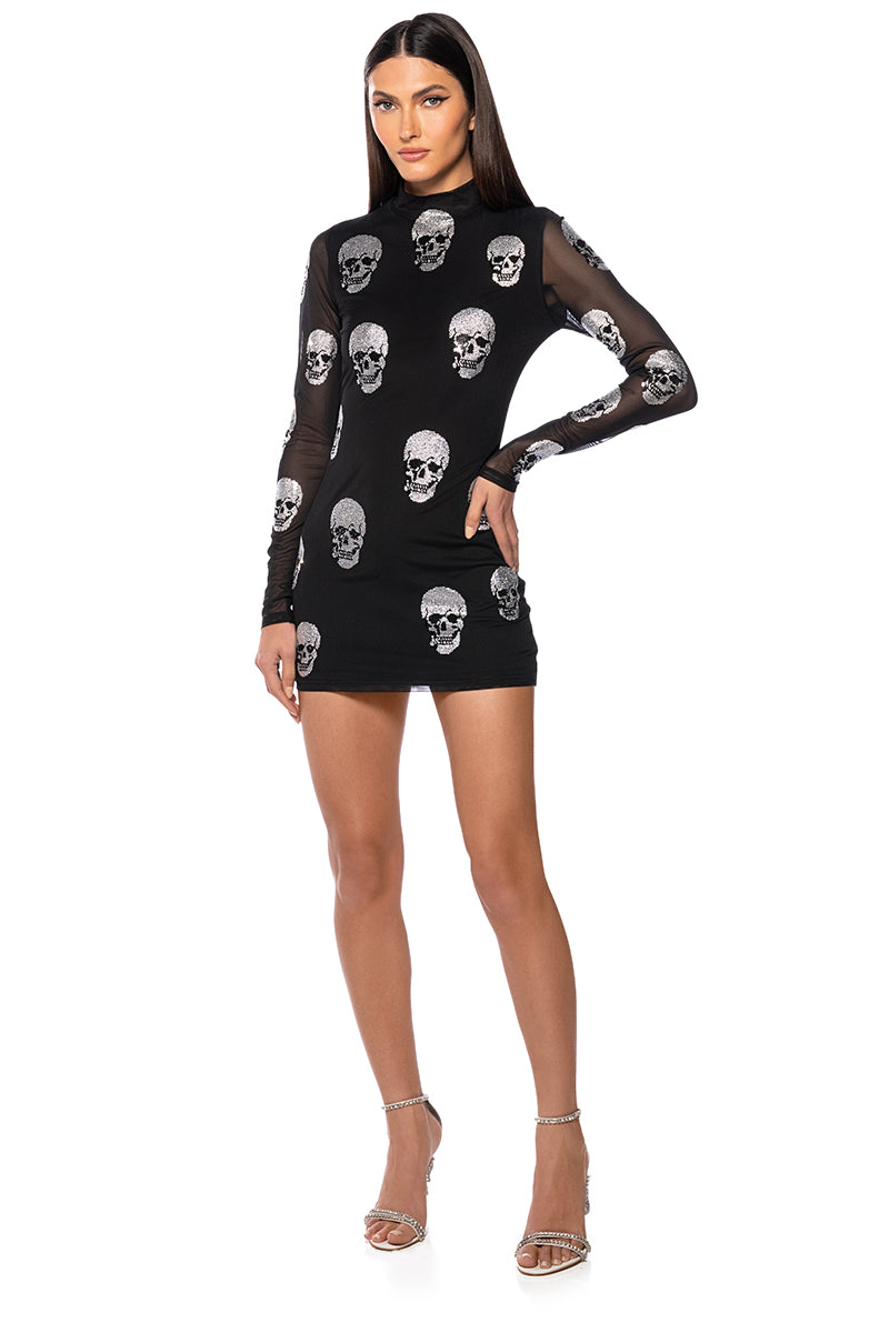 Bare Bones Embellished Mini Dress