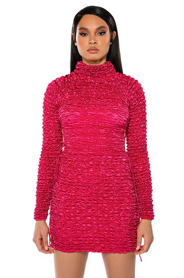 Beautiful Soul Bubble Stretch Long Sleeve Mini Dress
