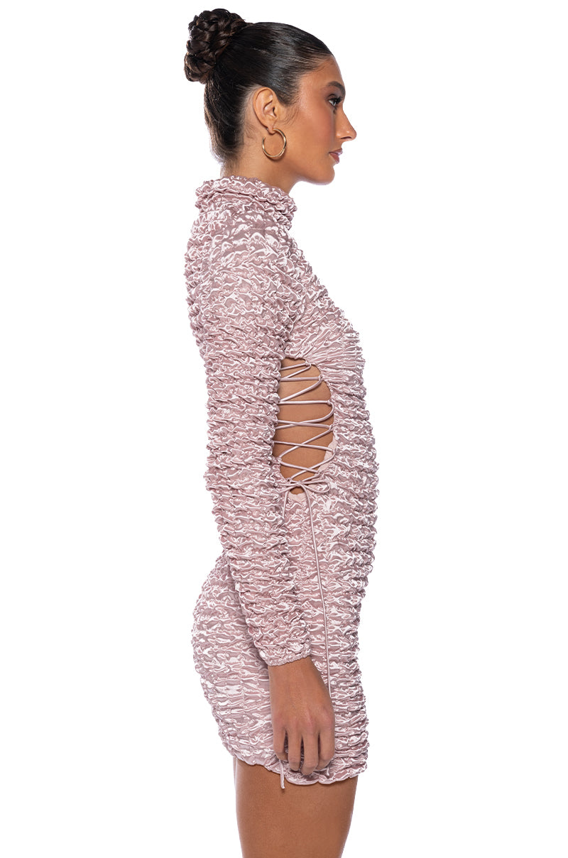 Beautiful Soul Bubble Stretch Long Sleeve Mini Dress