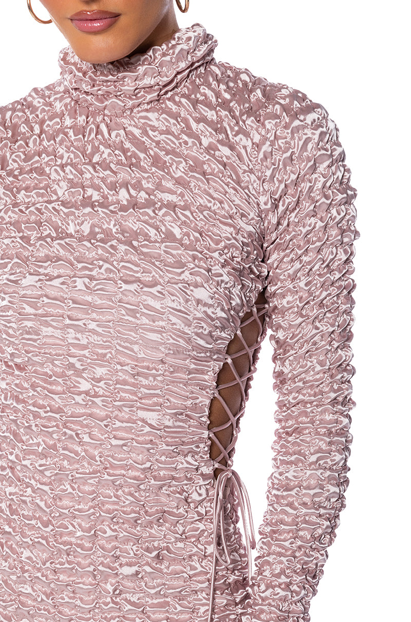 Beautiful Soul Bubble Stretch Long Sleeve Mini Dress