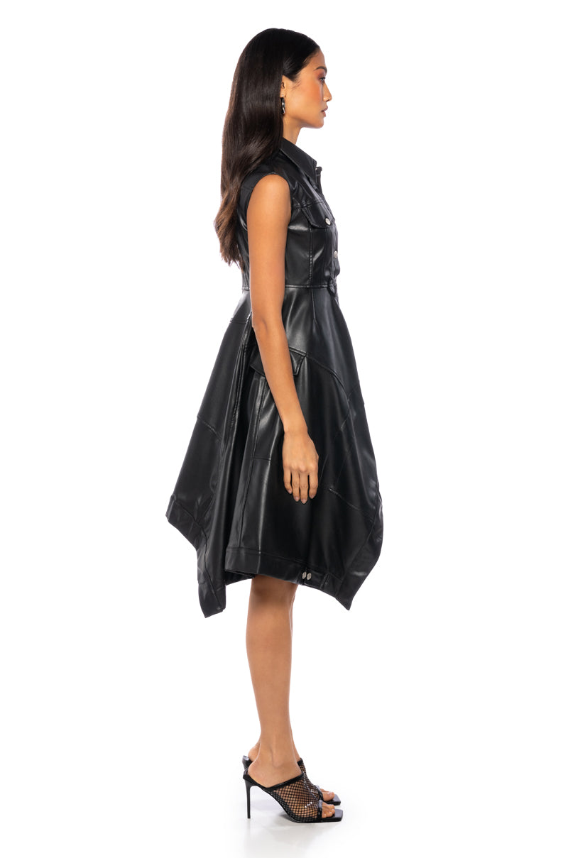 Blaire Flared Faux Leather Mini Dress