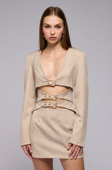 Buckle Up Baby Suiting Mini Dress