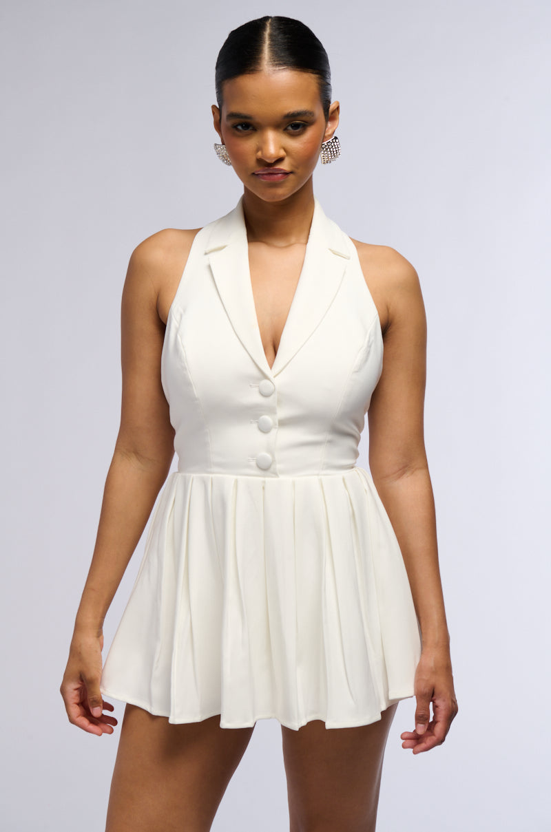 Business At 4 Tennis At 5 Pleated Mini Dress