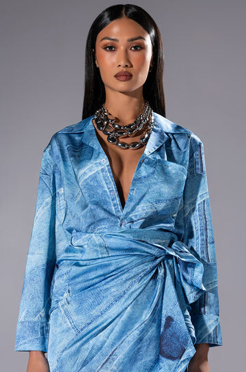Call It What You Want Faux Denim Dress
