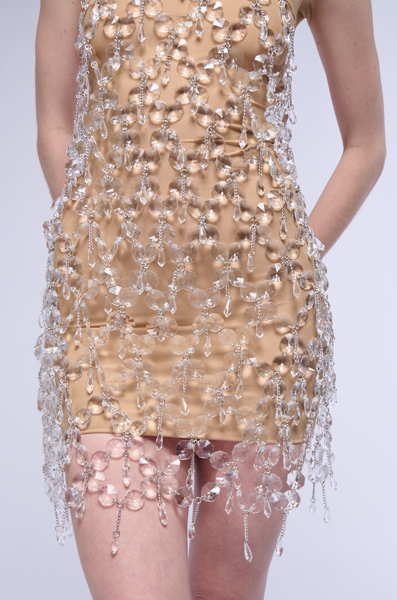 Came Thru Drippin Crystal Chain Mini Dress