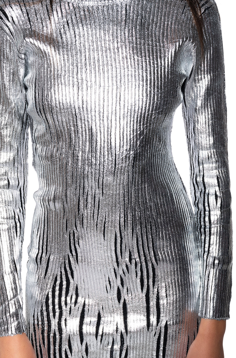 Cool Girl Metallic Knit Mini Dress