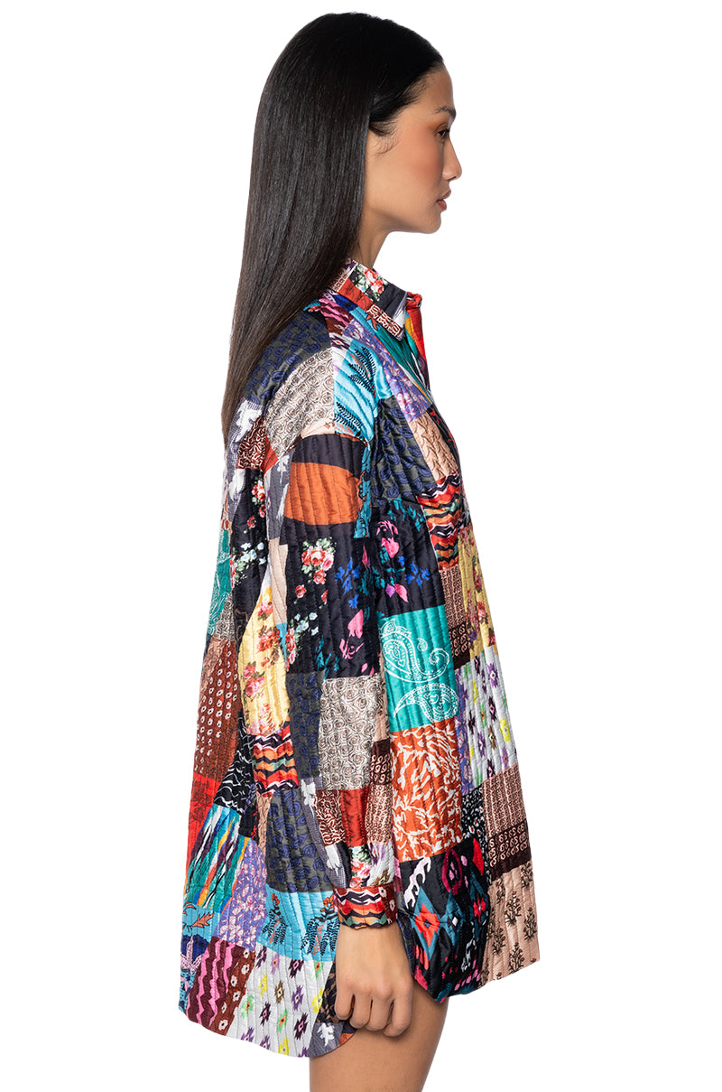 Patchwork Oversized Shirt Dress
