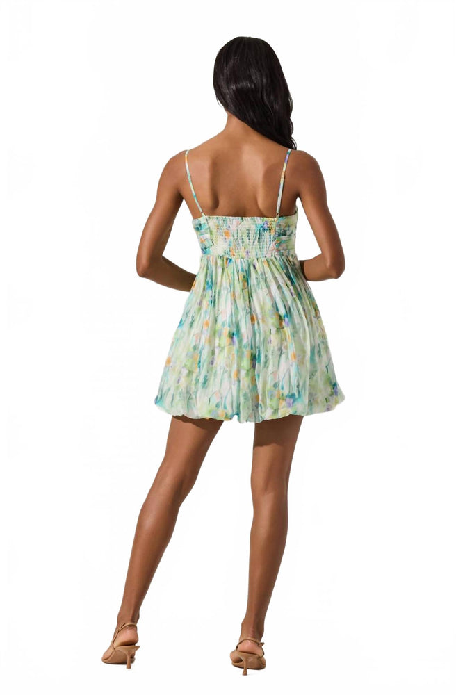 Verdant Bubble-Hem Mini Dress