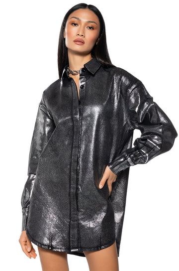 Down In The Denims Metallic Tshirt Dress