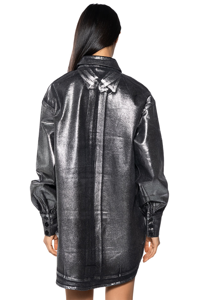 Down In The Denims Metallic Tshirt Dress