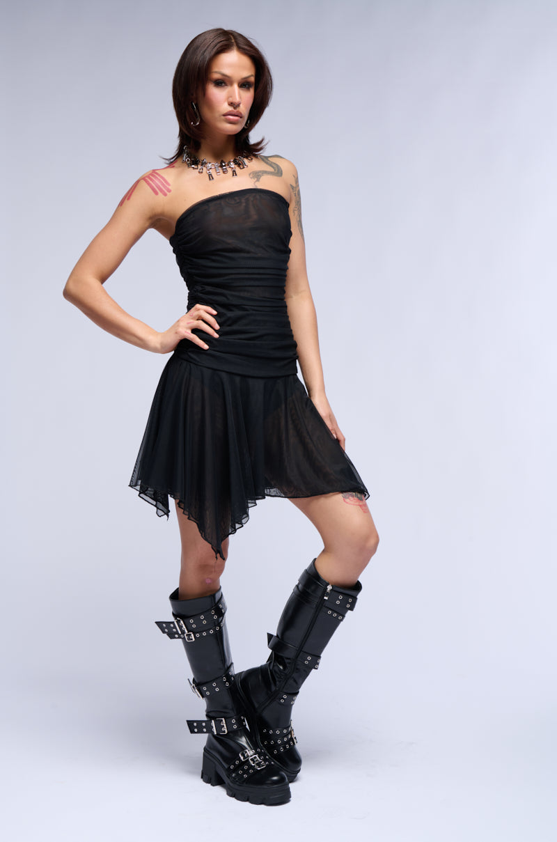 Drop It Low Mesh Mini Dress