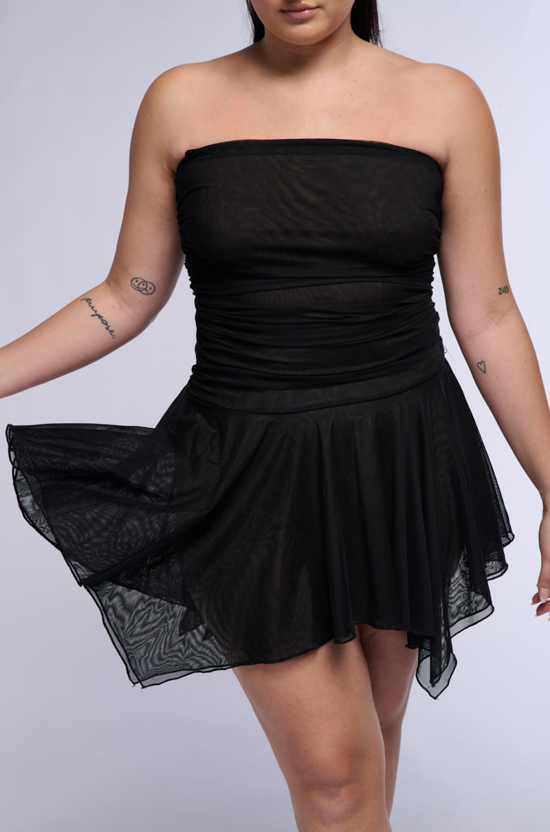 Drop It Low Mesh Mini Dress