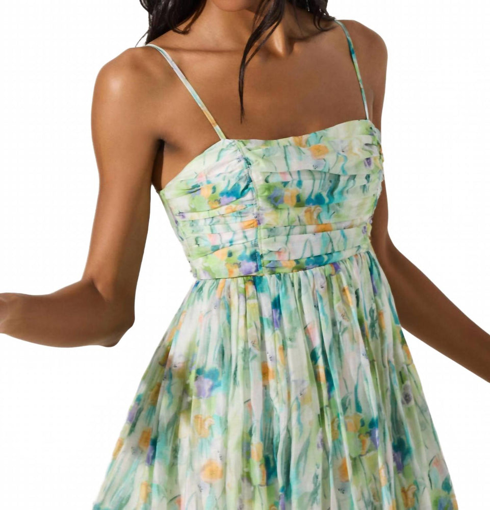 Verdant Bubble-Hem Mini Dress