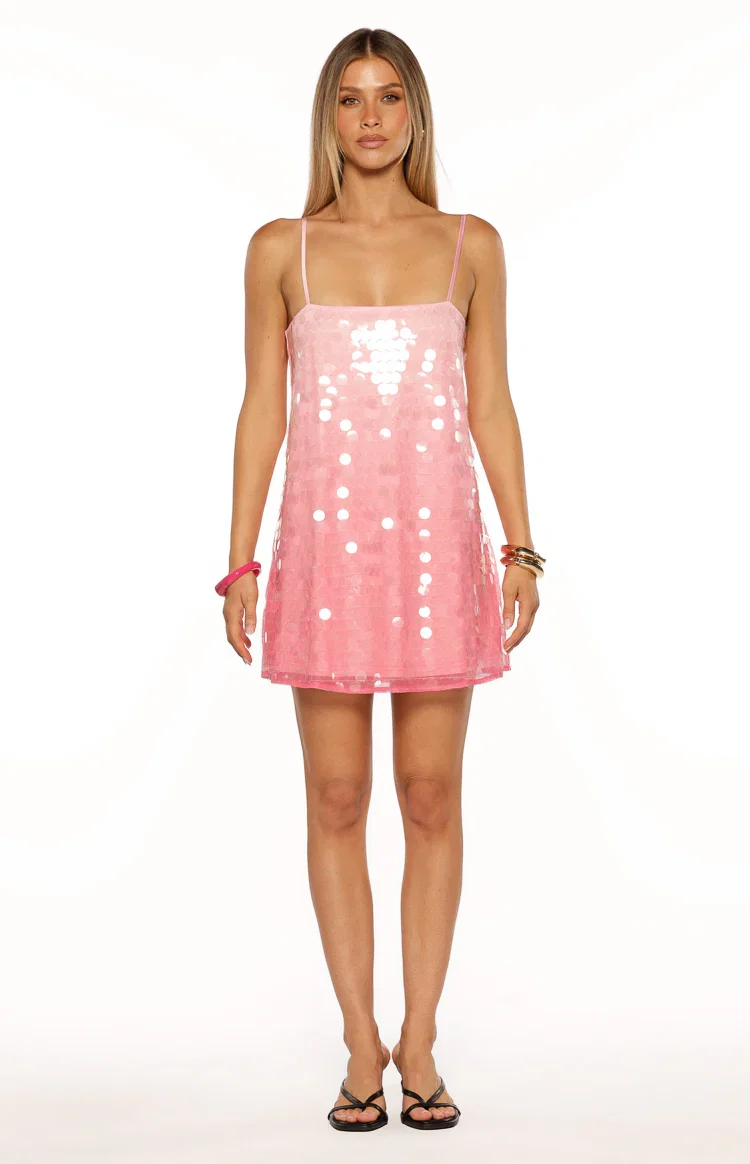 Rosé Ombre Sequin Mini Dress