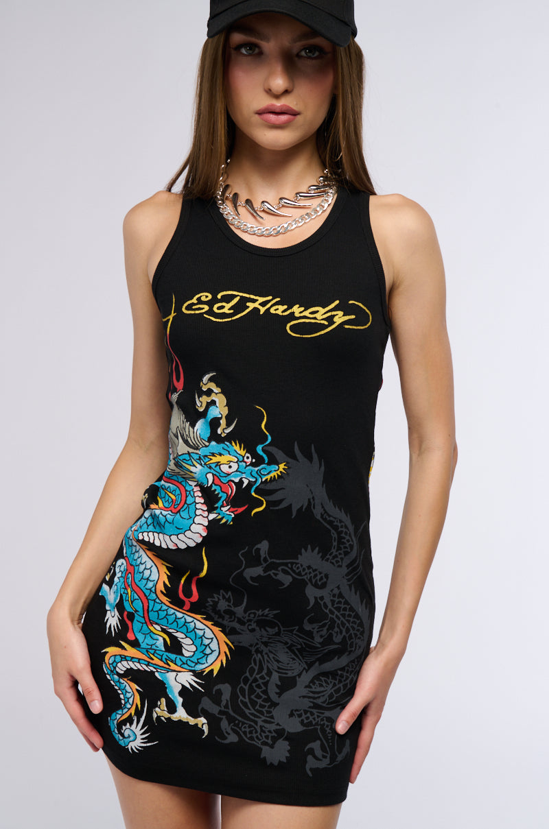 Ed Hardy Dragon Rib Tank Dress