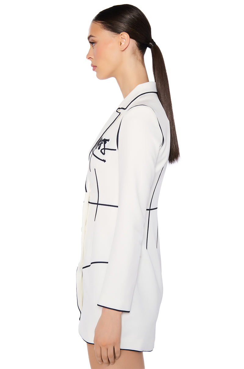 Ellis Outlined Blazer Mini Dress In White
