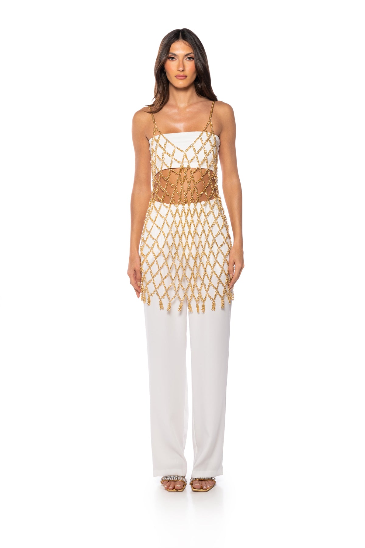 Elodie Chain Chain Mini Dress In Gold