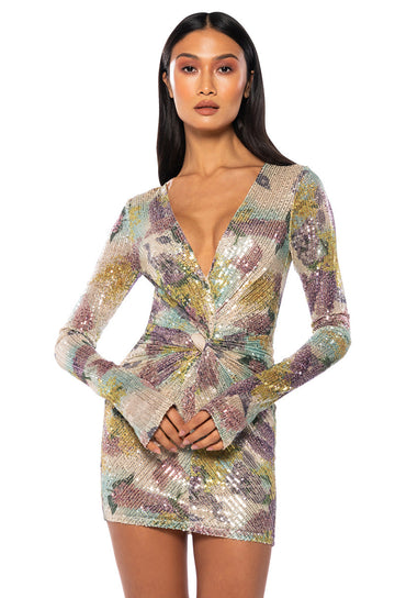 Evelyn Retro Sequin Mini Dress