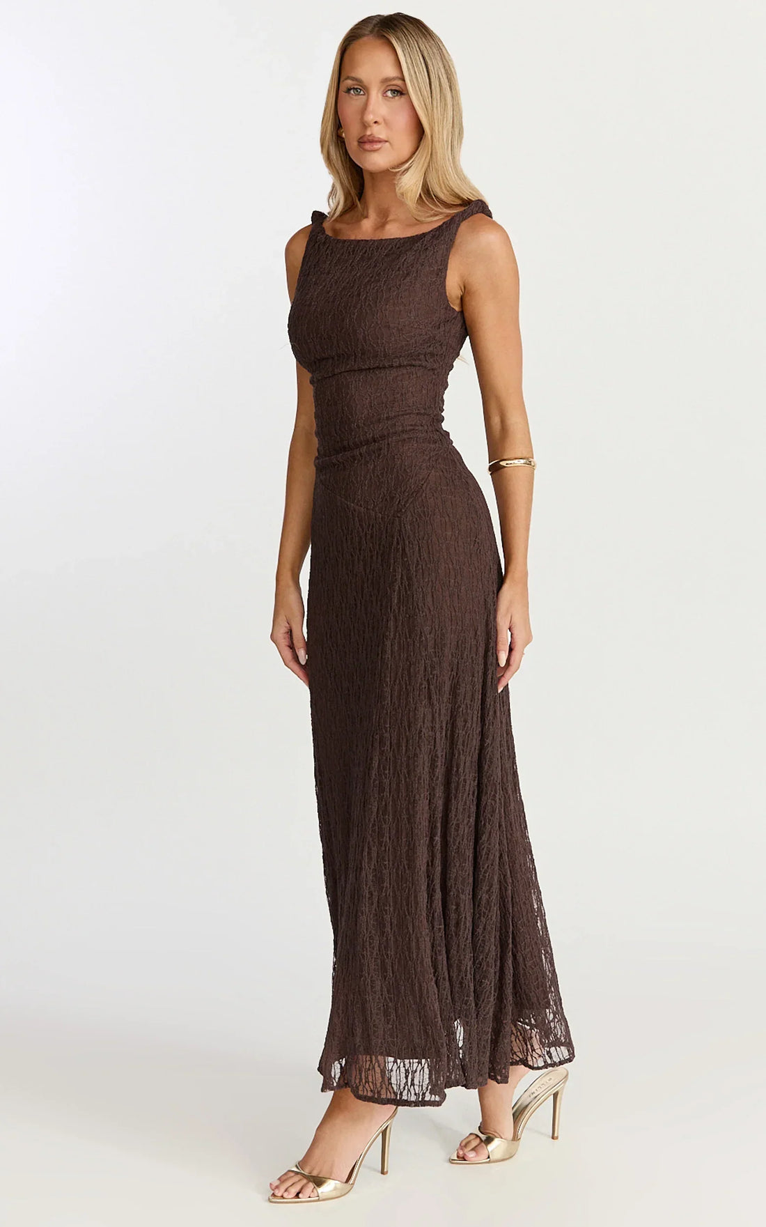 Cocoa Column Asymmetry Midi Dress