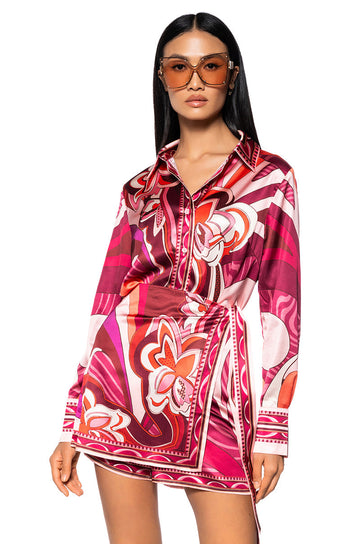 Feeling Otherworldly Printed Top And Skirt Set