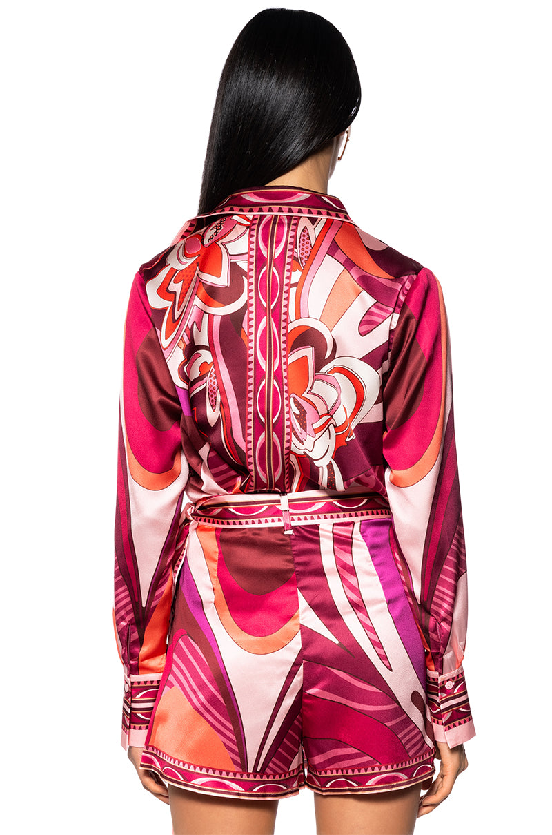 Feeling Otherworldly Printed Top And Skirt Set
