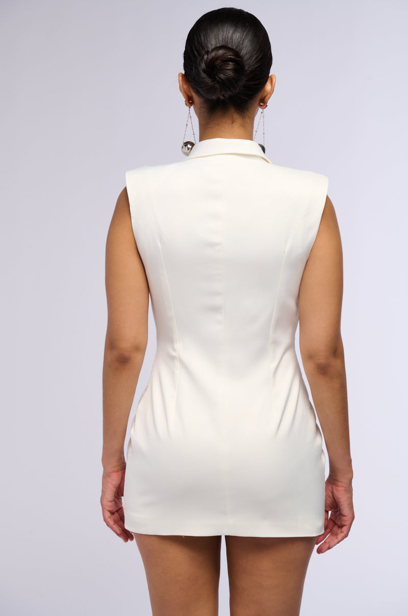 Flying First Class Sleeveless Blazer Mini Dress
