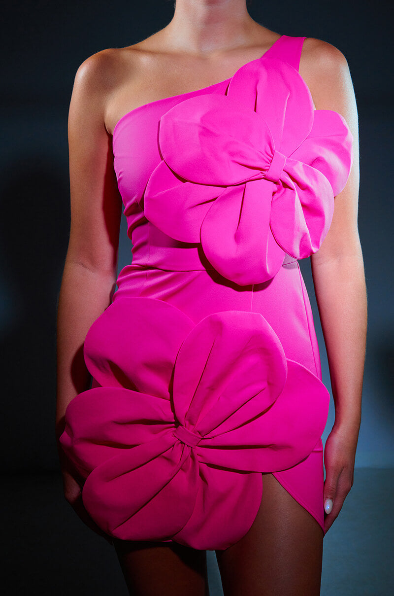 Gemma Floral Detail One Shoulder Mini Dress