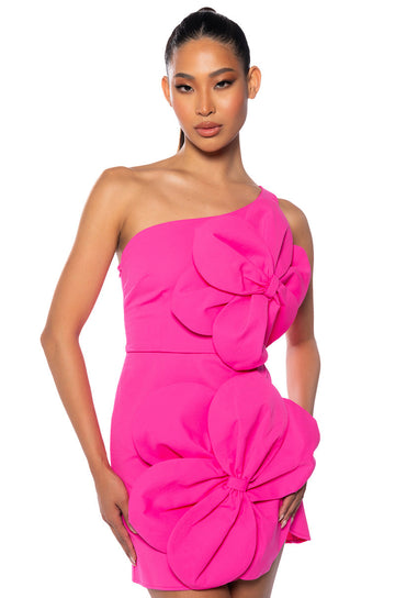 Gemma Floral Detail One Shoulder Mini Dress