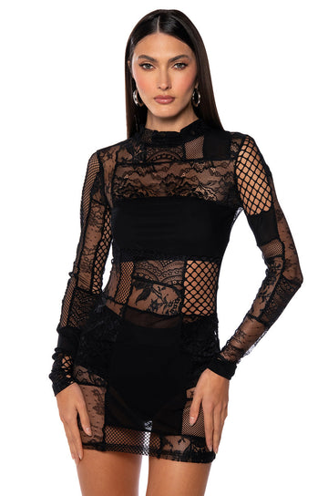 Gina Mesh Patchwork Mini Dress