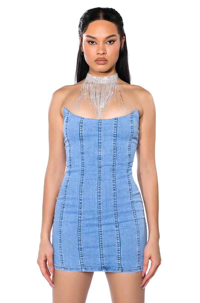 Giving Popstar Denim Mini Dress