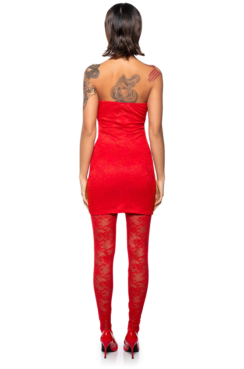 Hey Valentine Red Lace Matching Set