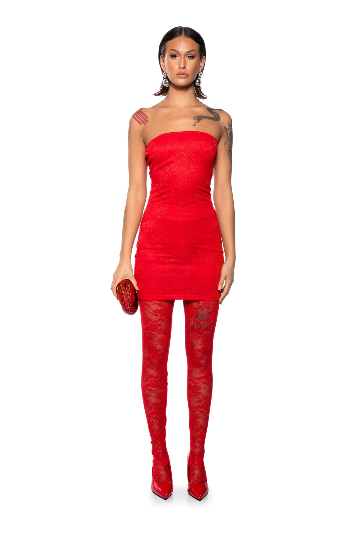 Hey Valentine Red Lace Matching Set