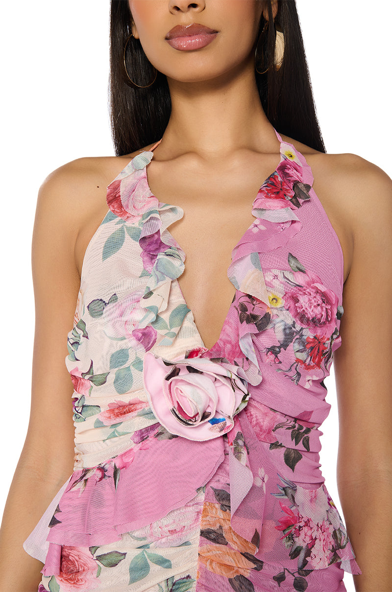 In The Garden Ruffle Mini Dress